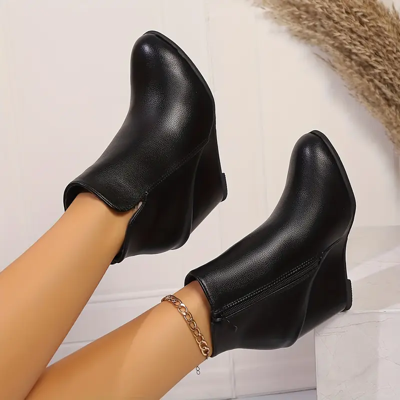 fashionable womens black wedge ankle boots comfortable - Temu fashionable womens black wedge ankle boots comfortable - Temu