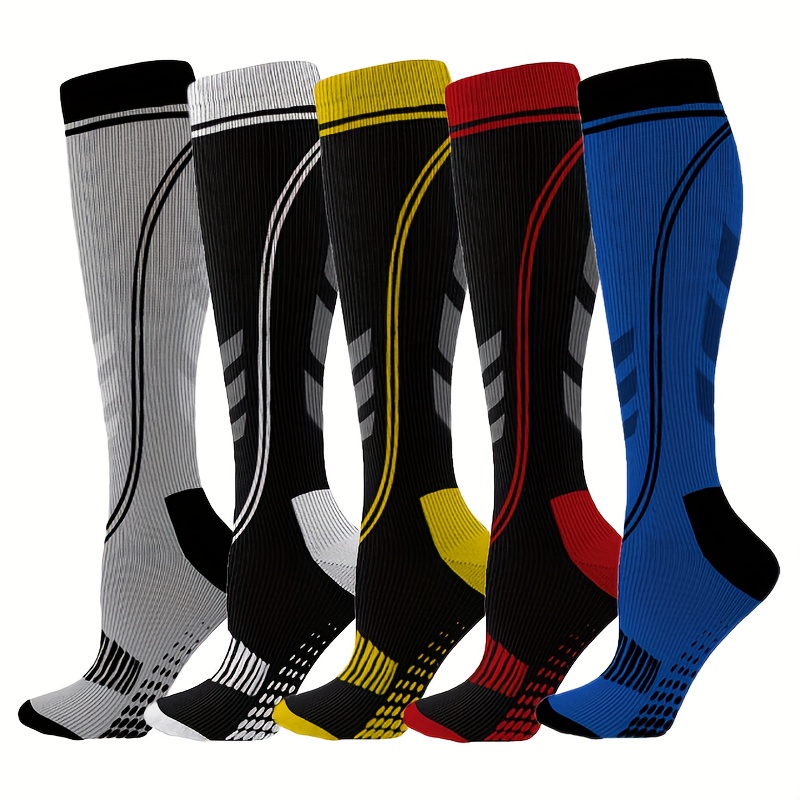 TEMU 5 Pairs Compression Socks For - Athletic Support Stockings For Running, Hiking, Cycling, Marathon, Work