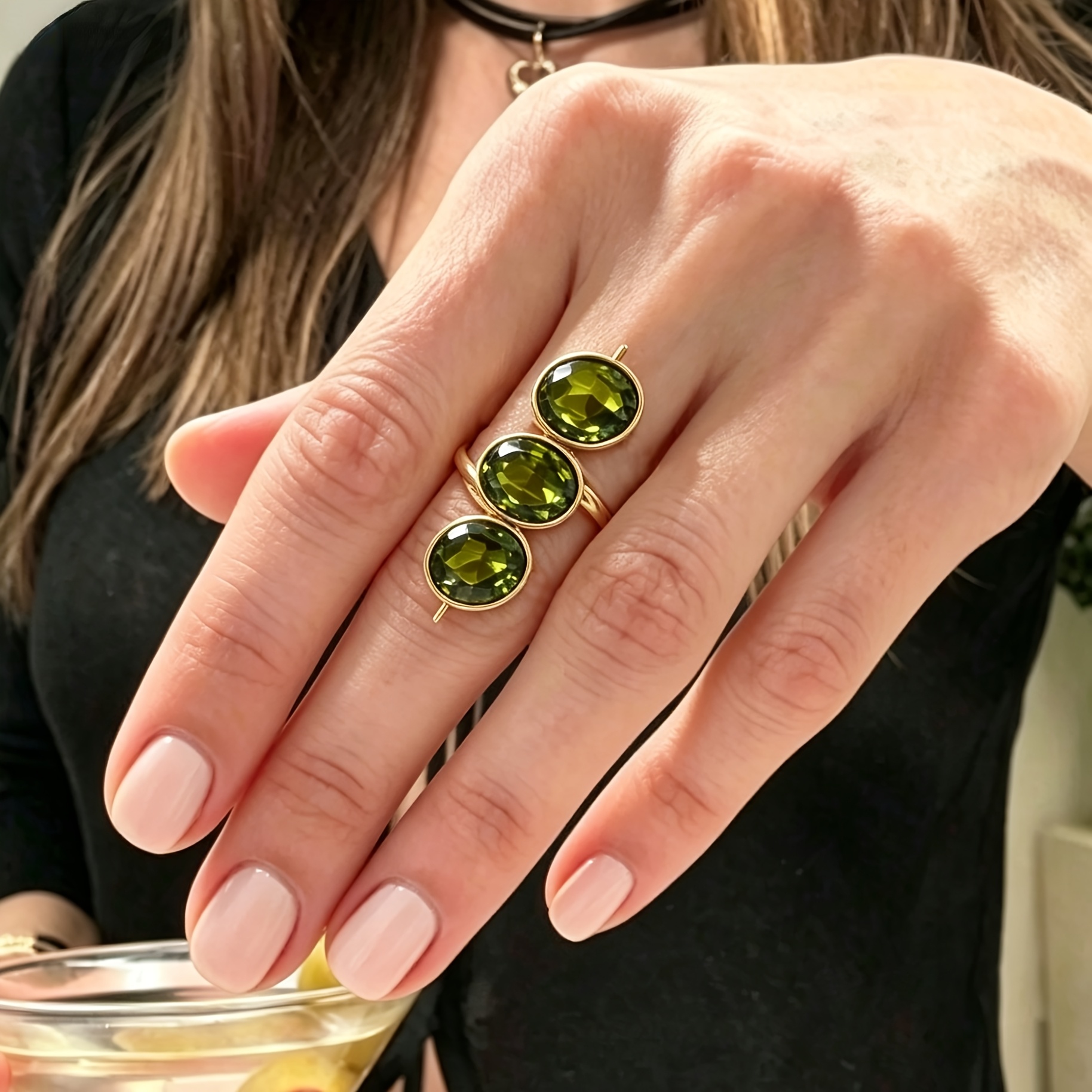 TEMU 1 Fashionable, Easy And Inlaid With Synthetic Zirconia Lollipop Shaped Geometric Opening Ring Suitable For Women' Casual Wear, Unique And