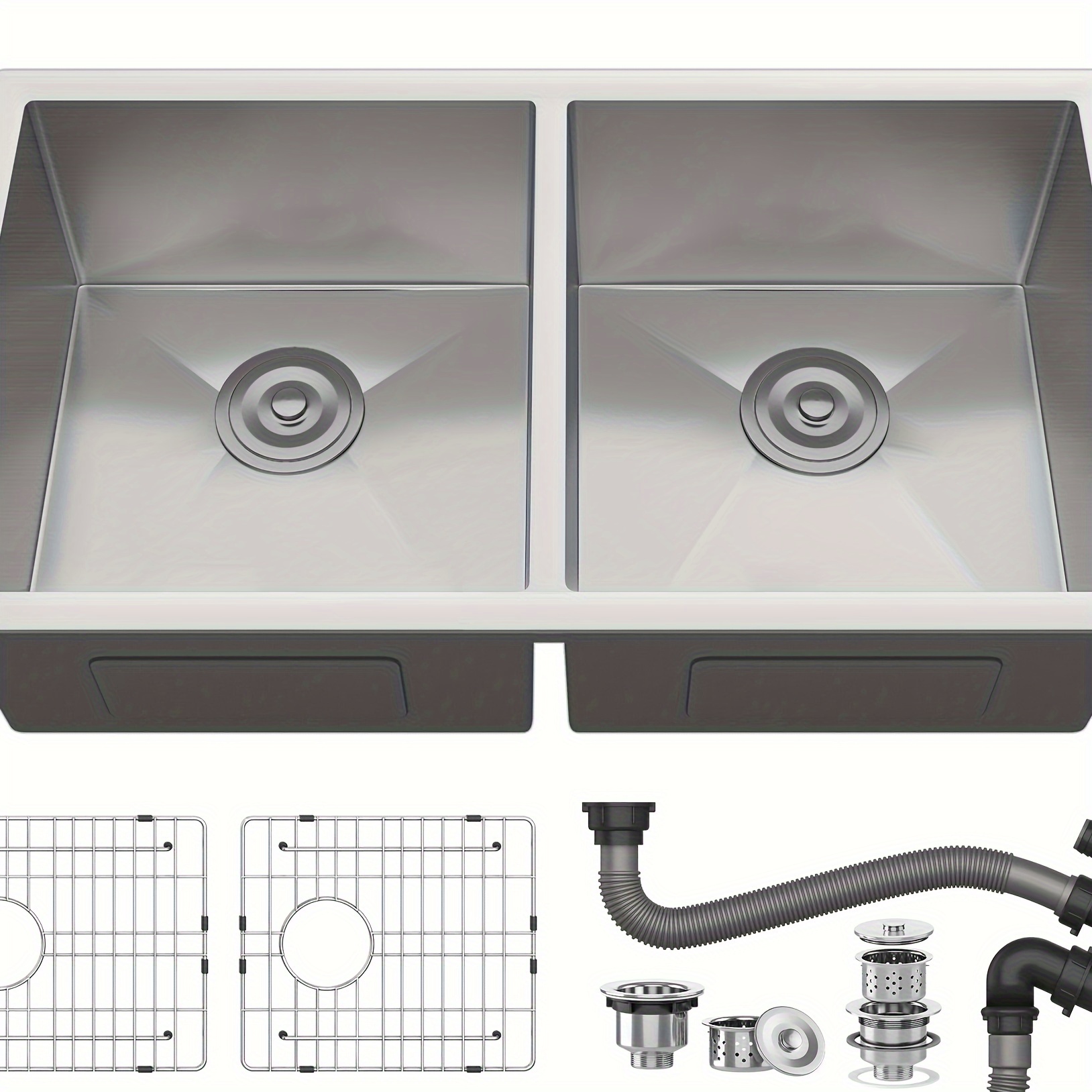 

Yitahome Kitchen Sink 33" X 19" X 10" Undermount Sink 304 Stainless Steel 50/ 50 Double Bowl Sink With Accessories 16 Gauge For Workstation, , Bar Sink