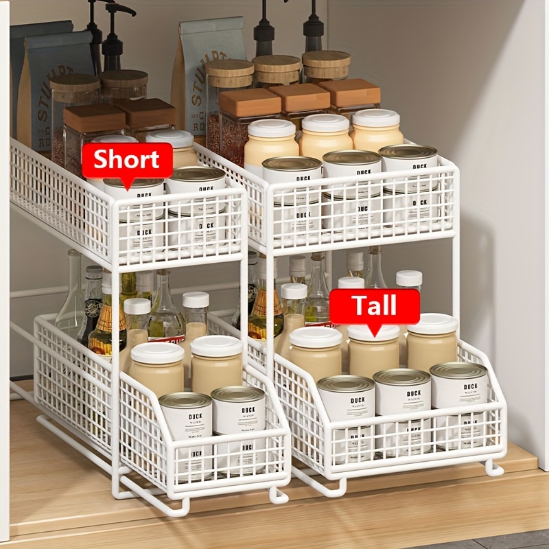 a large capacity under sink storage rack multifunctional metal organizer with shelves for bowls dishes and condiments an   for kitchen cabinet space kitchen storage rack black white Product details 4