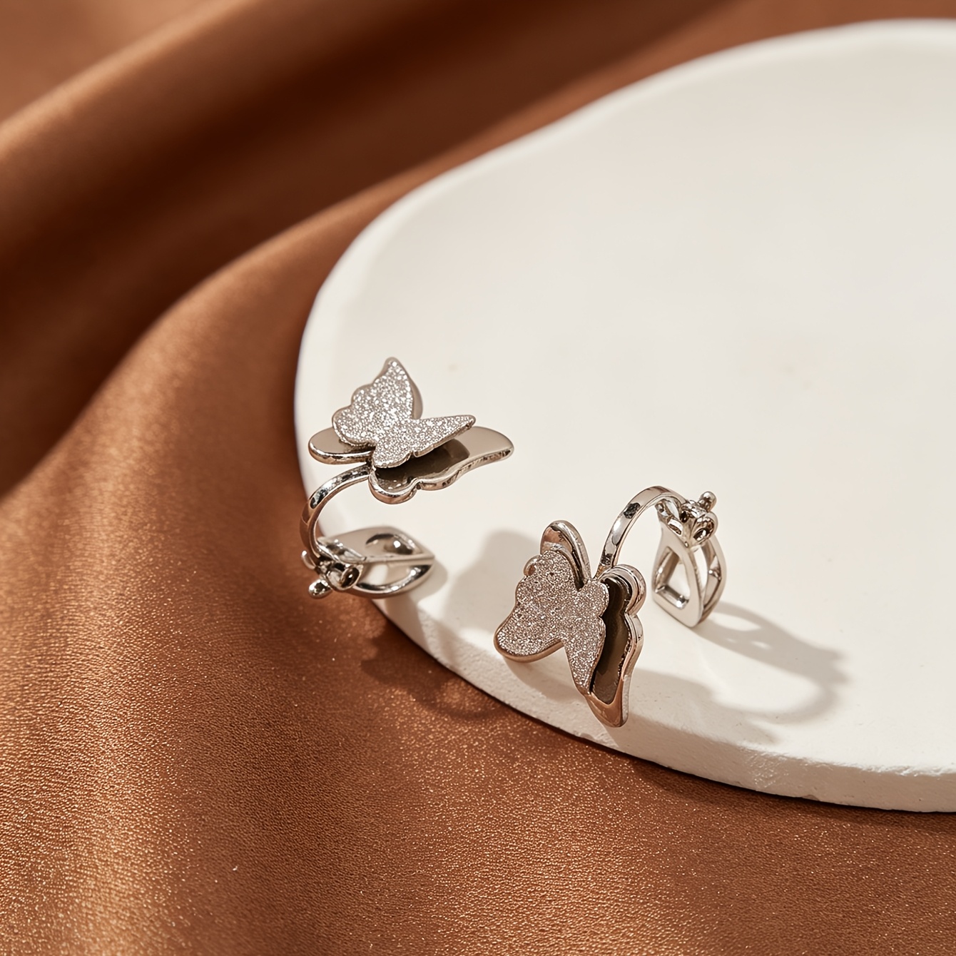 Women's Double-Layer Butterfly Clip-On Earrings, Stylish & Exquisite