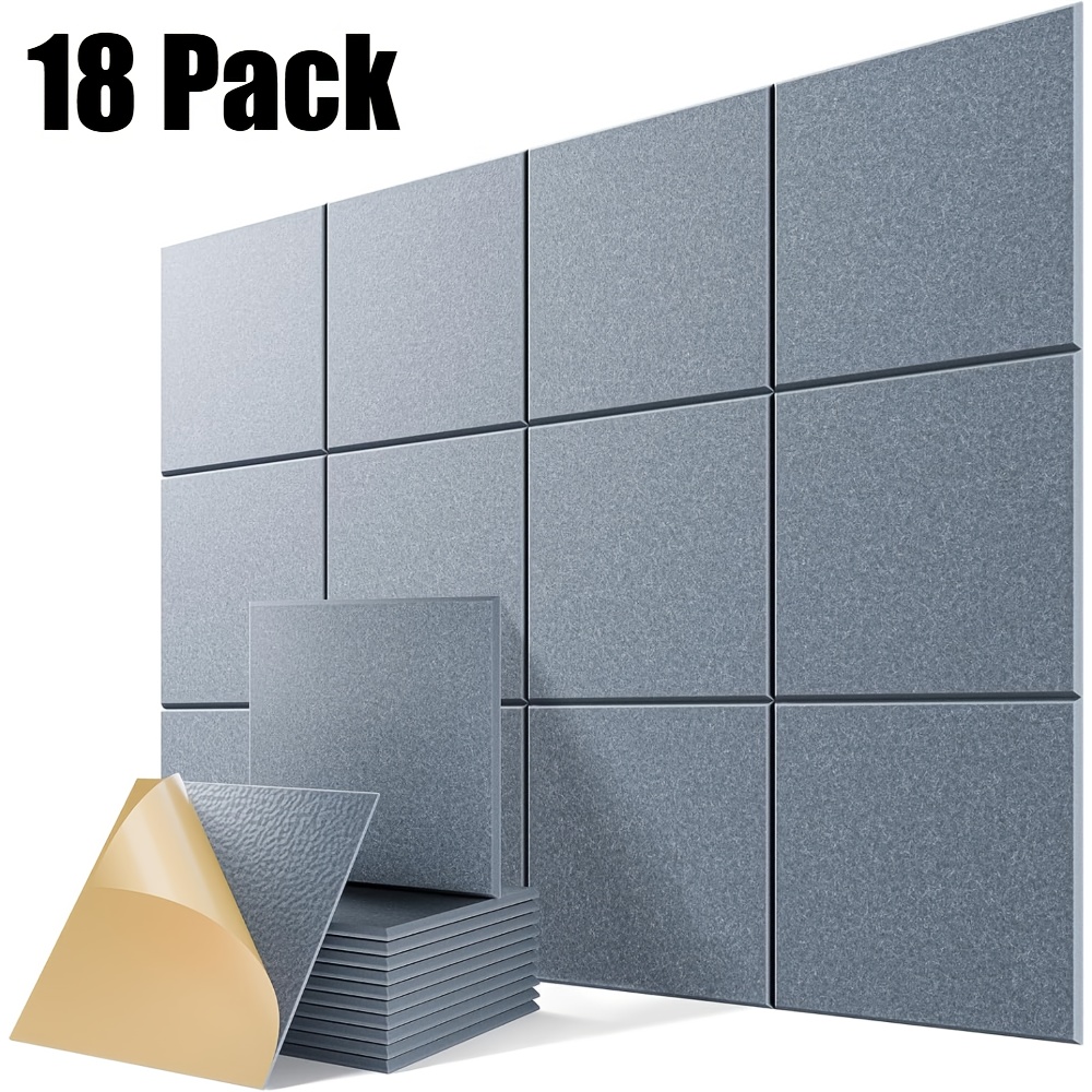 18 Pack Self-  Acoustic Panels, 30.48cm X 30.48cm X 1.02cm High-Density Sound Proof Foam Panels for Walls, Soundproof Wall Panels for  