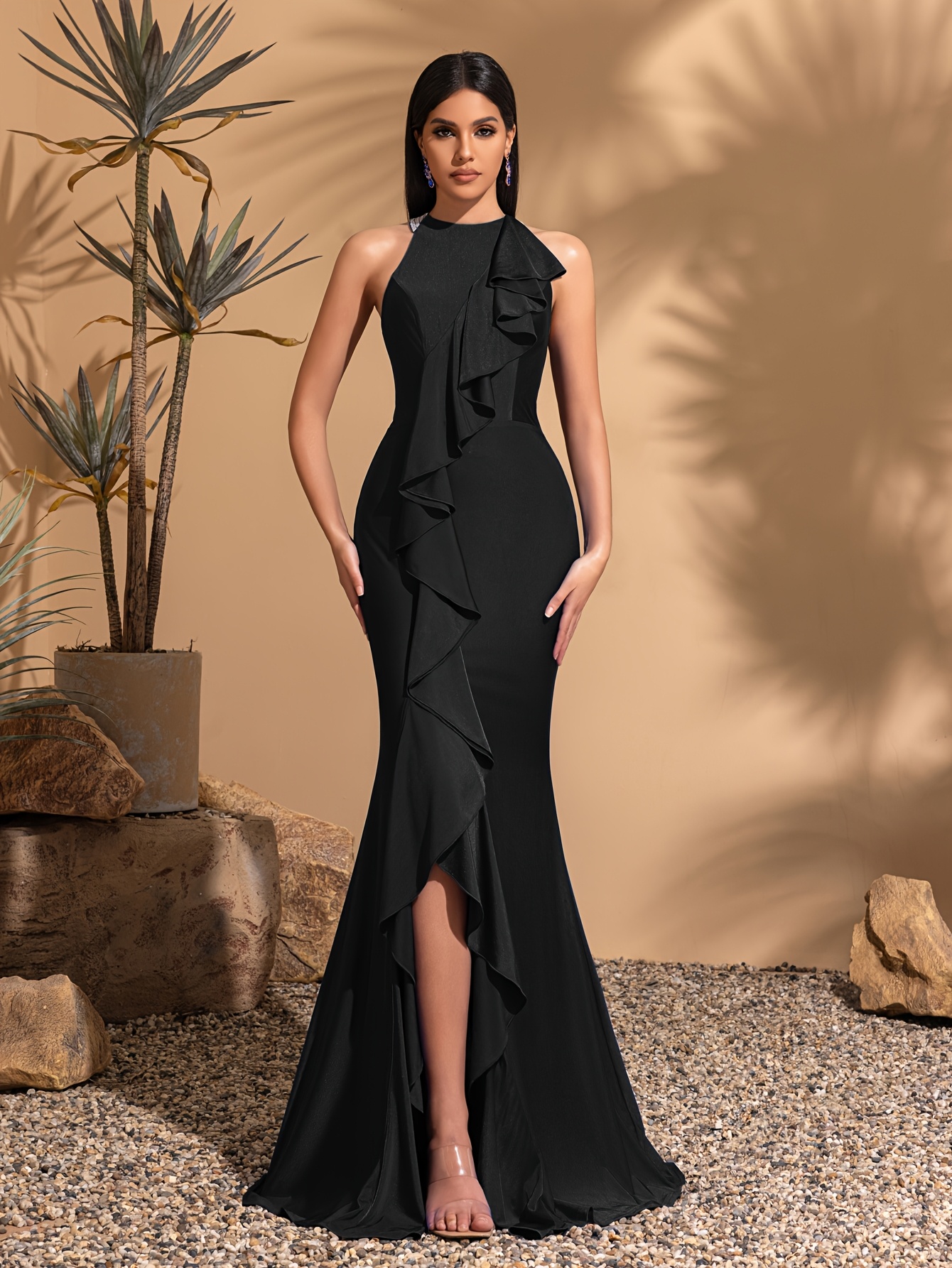 elegant dress for award ceremony Halter neck long evening dress | Award ceremony dresses main image 0