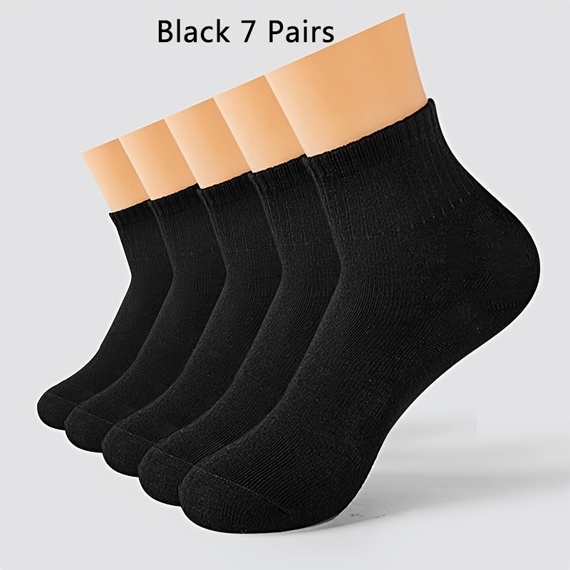 7-pack Socks, Spring/autumn Style, Unisex Black And White Socks, Breathable Mid-calf Socks