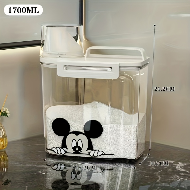 TEMU 1pc Mickey Laundry Detergent Storage Box Soap Dispenser, Large Capacity Sealed Laundry Detergent Container With Measuring Detergent Dispenser,