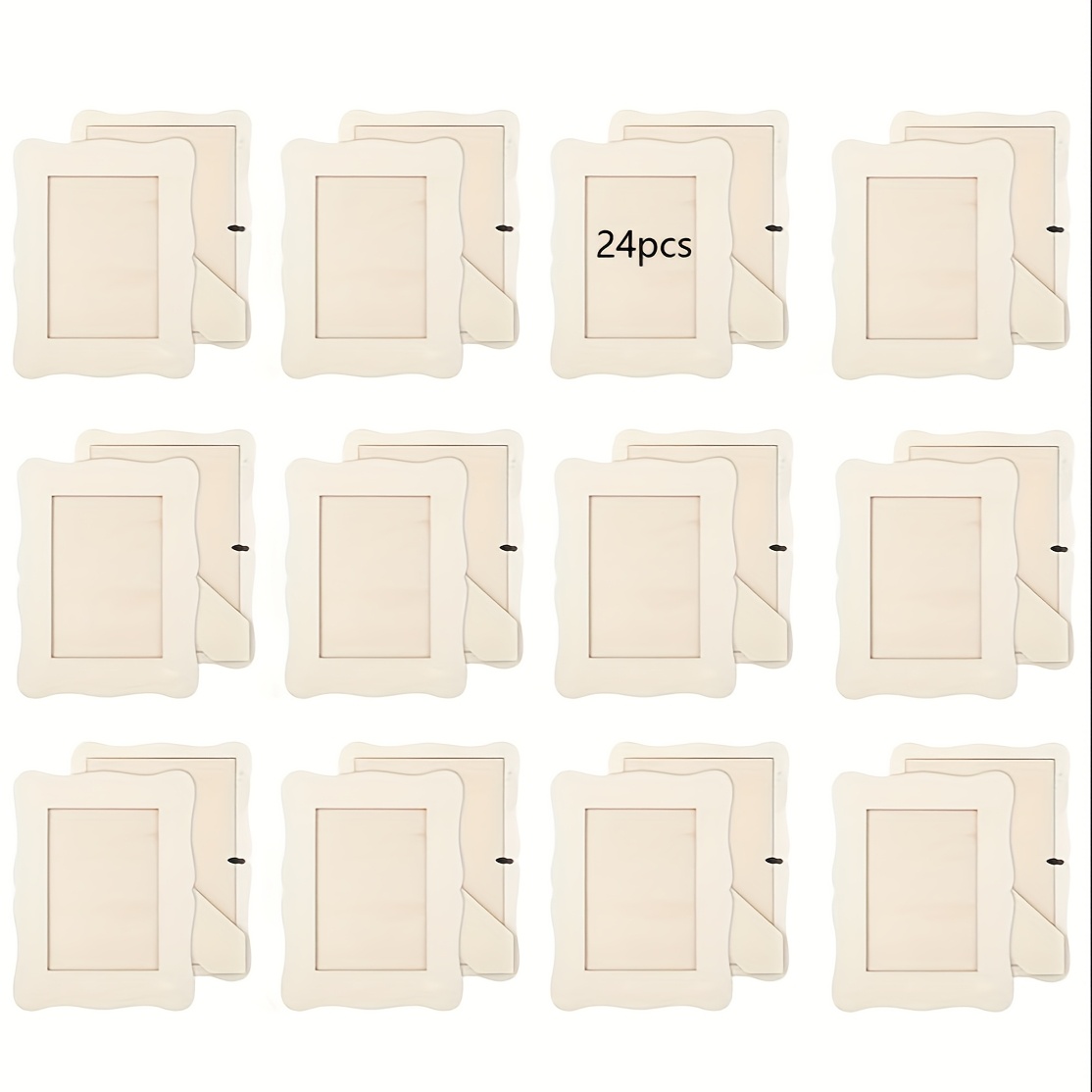 24pcs 5-inch Wavy Wooden Diy Handmade Photo Frames