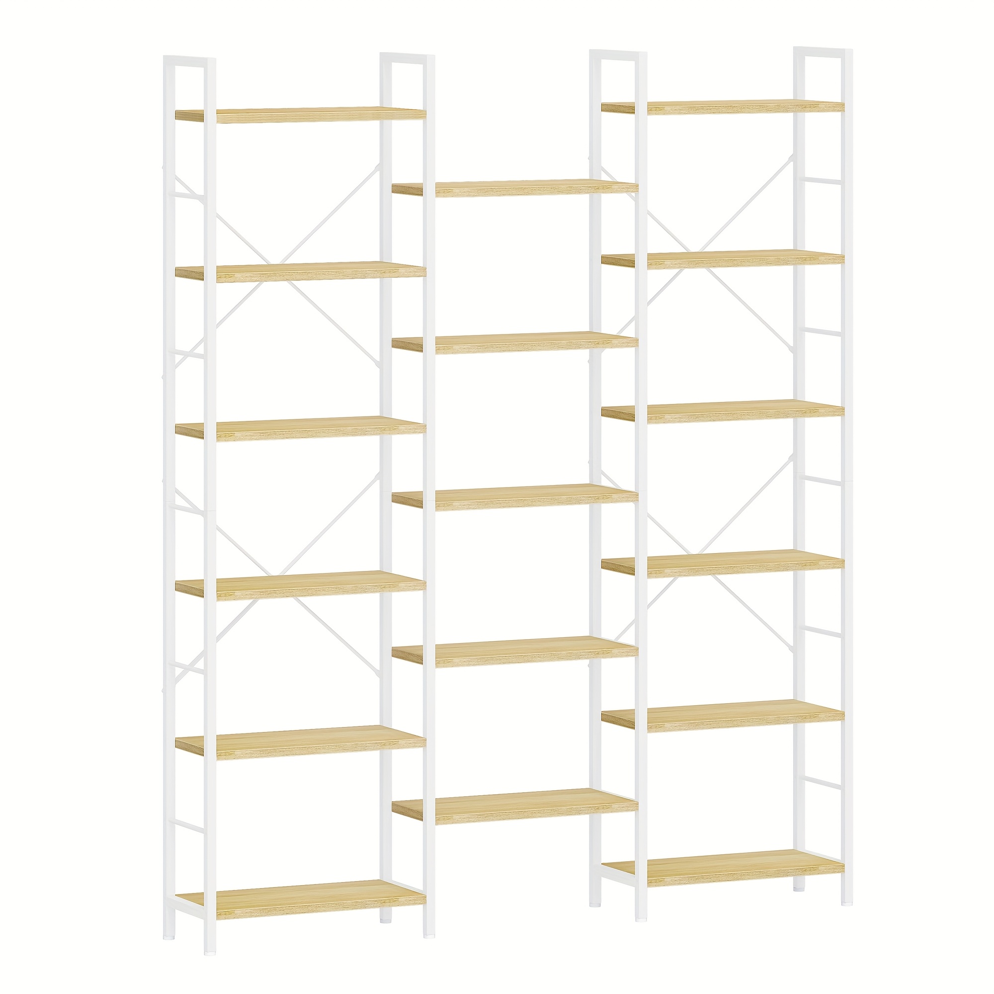 Image of Bookshelves, Freestanding Shelves, 17-shelf Shelf, 6 Tiers, Adjustable , 24 X 152 X 186 Cm, Load Capacity 340 Kg, Living Room, Office, White Oak And White, Mounted Closet Systems