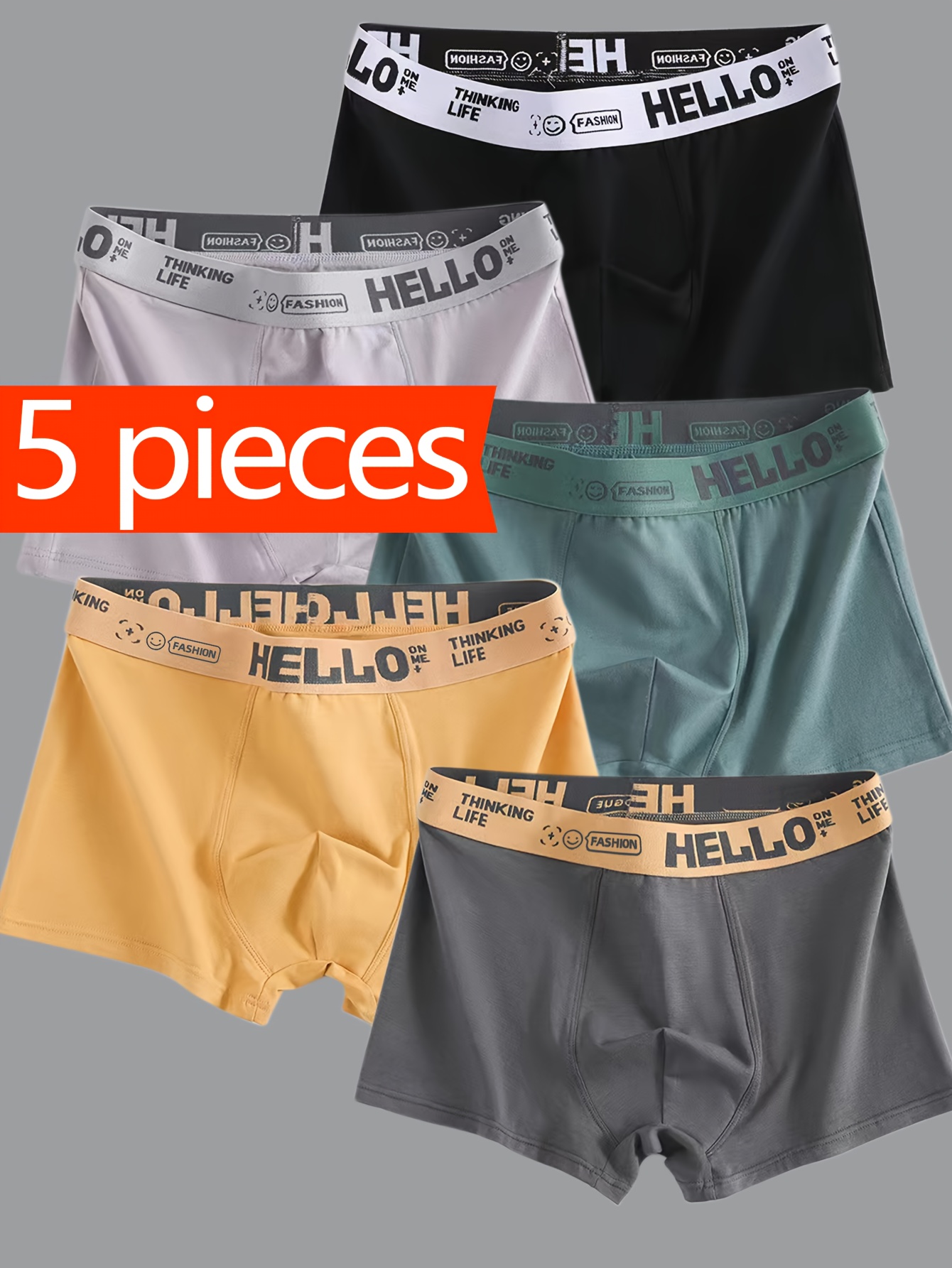 5pcs   mens loose fit breathable athletic boxer briefs youth   stretch boxer shorts