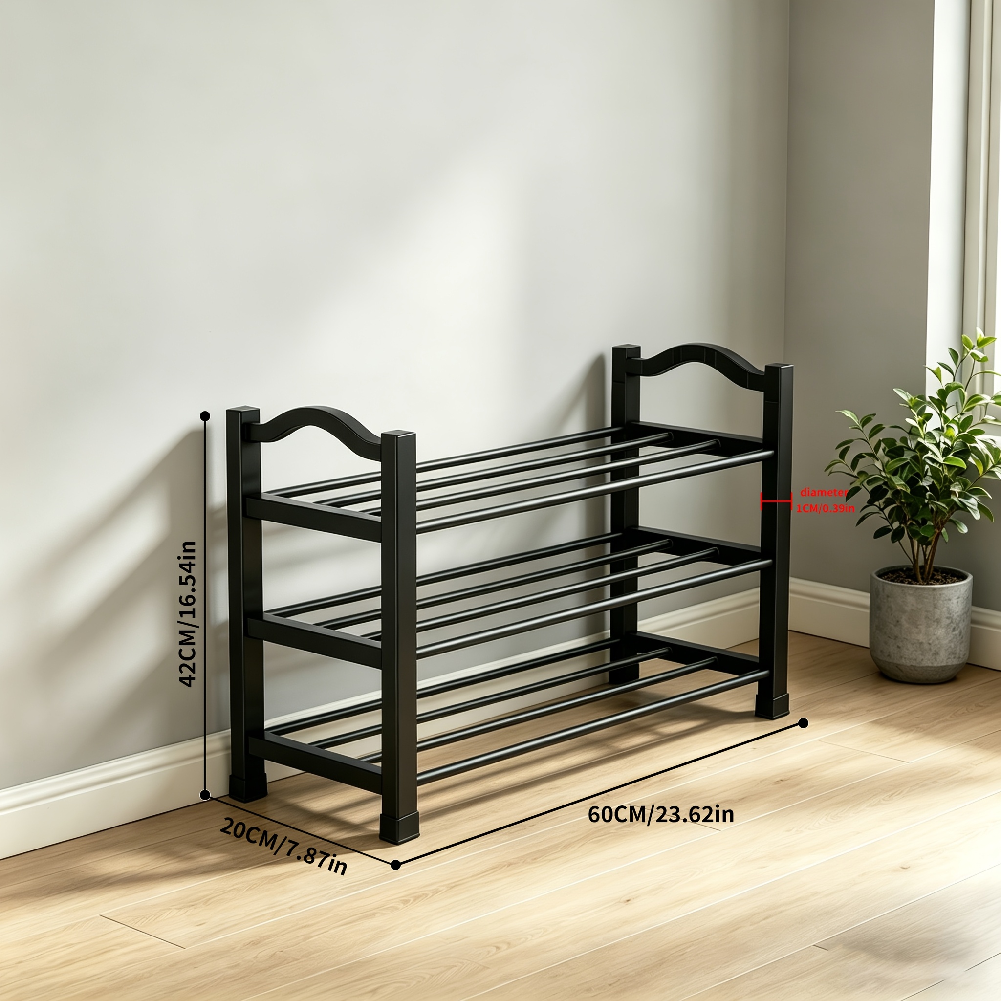 TEMU Tiered 3-tier Shoe Rack, Large Capacity Storage Shelf And Space Utilization Item Storage Suitable For Entryway, Hallway, Living Room, Foyer