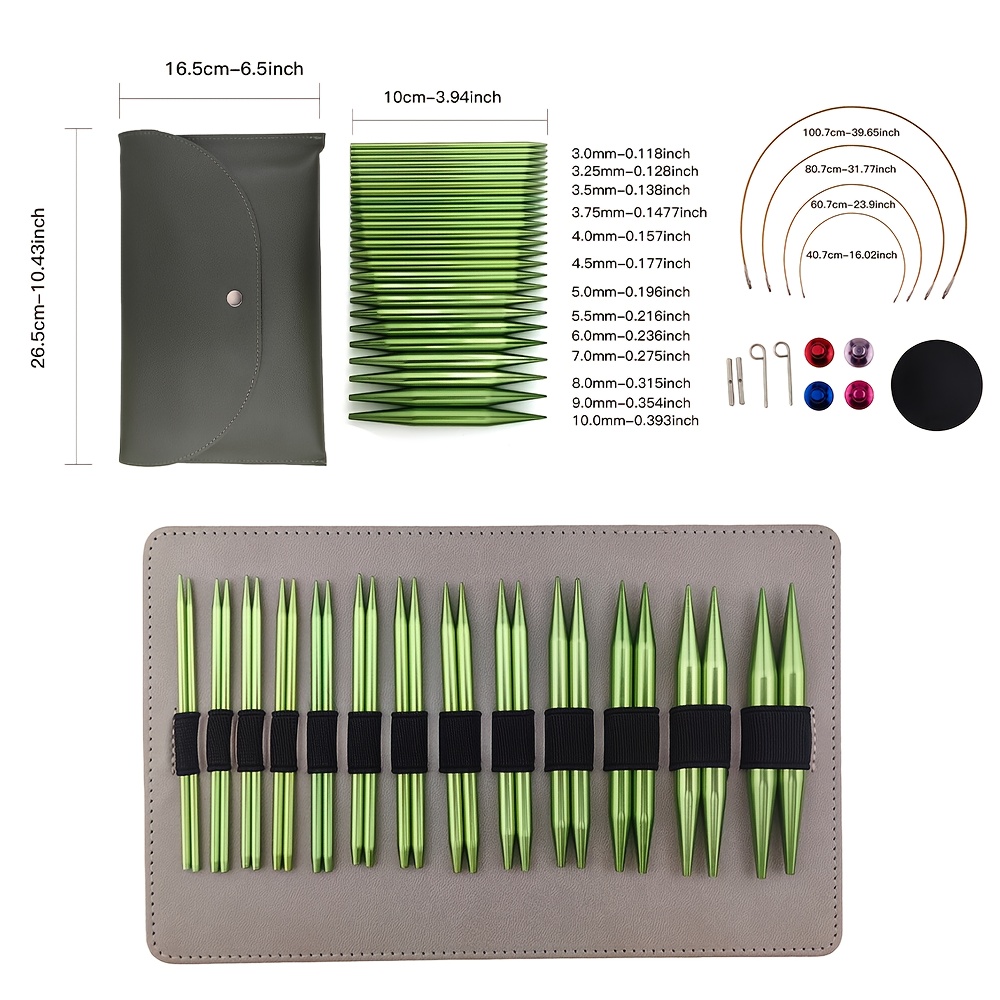 TEMU 13 Pairs/set Aluminum Knitting Needles, Detachable Circular Loop, 10cm Length With Interchange Rope, Circular Needles For Knitting, Knitting