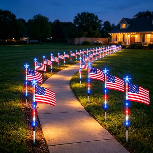item picture 8 16 packsolar powered red white and blue led flag lights decorative lights ip44 8 flashing suitable for july 4th gardens camping lawns and 250th anniversary celebrations
