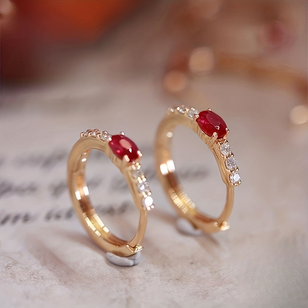TEMU 1 Pair Of Vintage Elegant Hoop Earrings With Synthetic Synthetic Zirconia - Classic Ring Design For Parties, Music Festivals, And Anniversaries,