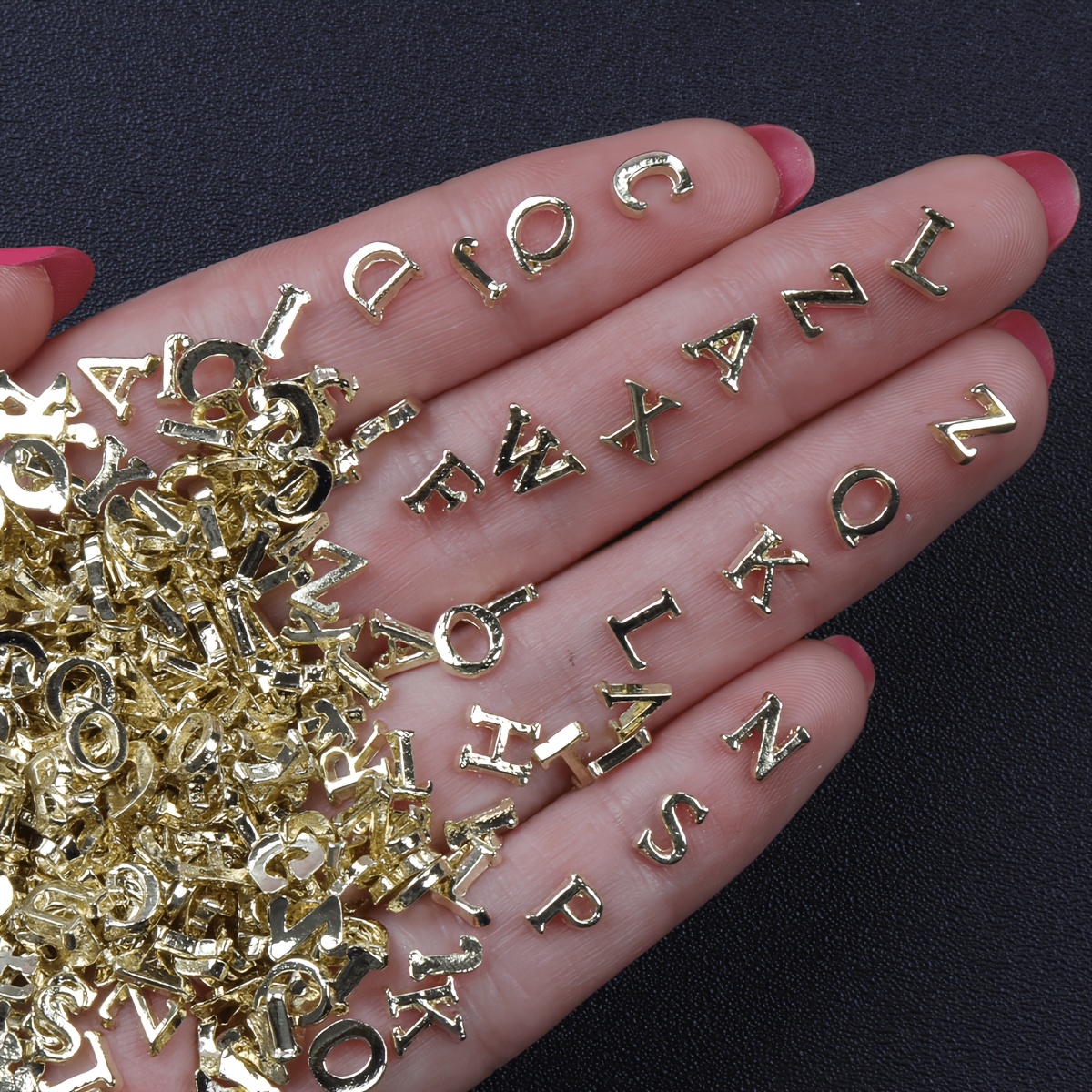 TEMU 72pz Accessori per Nail Art Minimalisti in Metallo con 26 Lettere 'Alfabeto Inglese, Strass Decorativi 3D per Unghie in , Ciondoli per Unghie a
