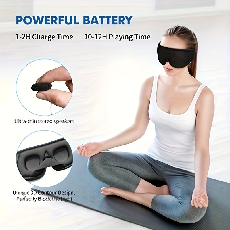 1pc 3d wireless sleep mask with 5 2 bt earphones best sleeping mask tpye c charging cable inside wireless music eye mask for men women Product details 1