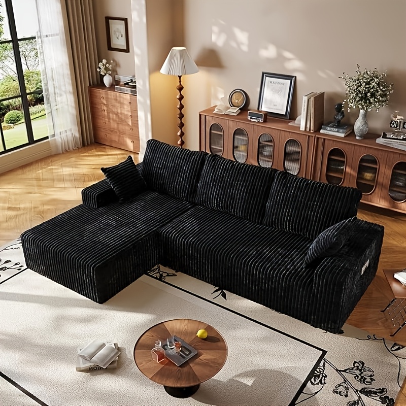 TEMU Canapé Sectionnel Nuage 96" avec Chaise de L, Canapé Moderne 4 Places avec Poches Latérales, Canapés Rembourrés pour Salon Chambre à Coucher,