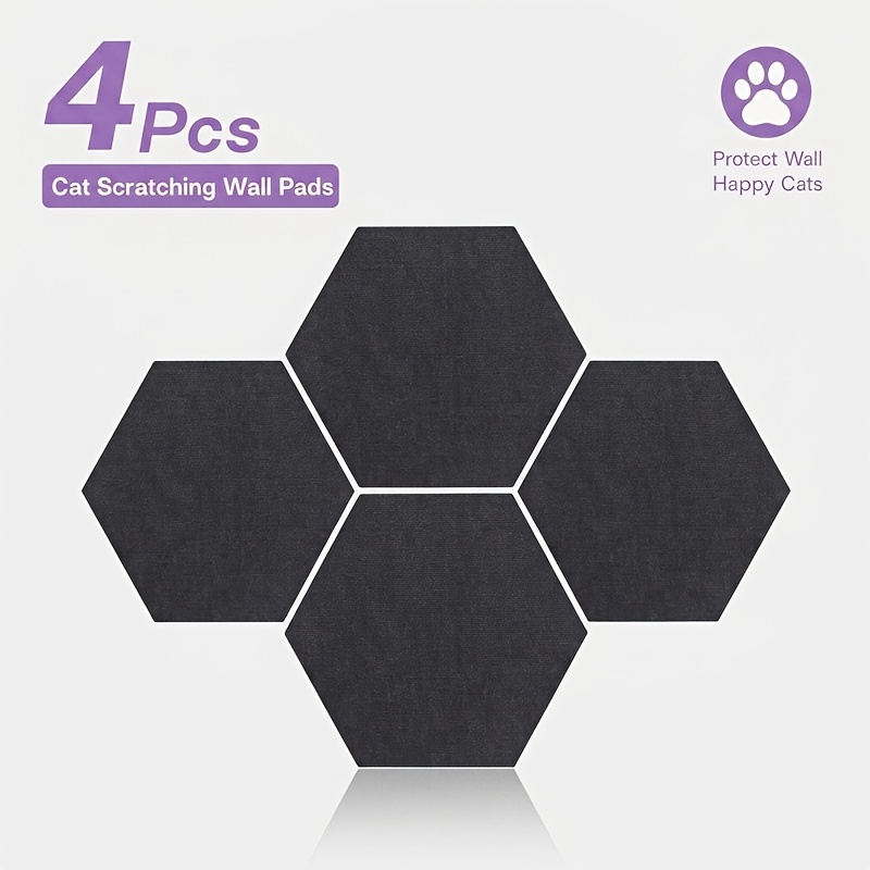 TEMU 4pcs Set, Self-adhesive Hexagonal Cat Scratching Protective Pads, 8 Color Options, Cuttable For Diy Arrangement. Made Of Thick, Wear-resistant,
