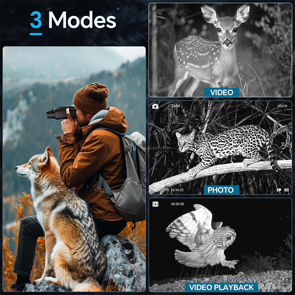 36MP 4K Night Vision Goggles Binoculars, with Infrared, 7.62 cm HD Large Screen, 10X Magnification, Infrared Digital Night Vision Camera for 100% Darkness Viewing, Hunting Surveillance Scope, Tactical Binoculars for Adults