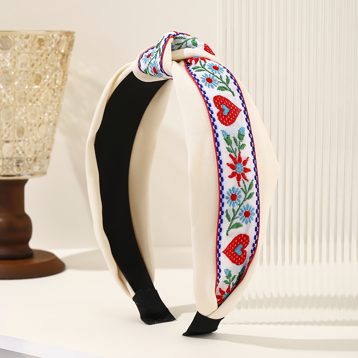 TEMU 1pc Elegant Heart-knotted Hairband | Single Piece Dress Up Headband For Valentine's Day, Color Matching Design