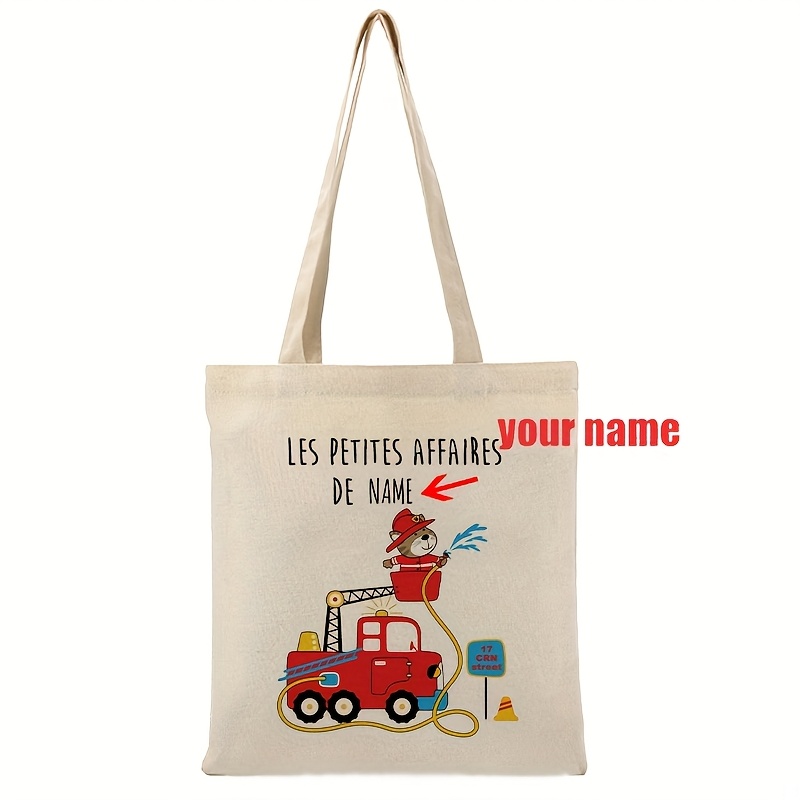 TEMU 1 Sac Personnalisé avec Design d' , Représentant un Conduisant un Camion de Pompiers Rouge Plein et de . Personnalisation avec Nom, Matériau