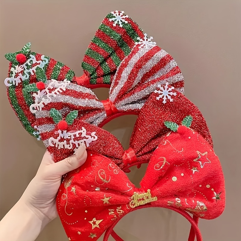 

4pcs Christmas Headband Cute Santa Claus Performance Decorations Hair Accessories, Reindeer Antlers, Festival