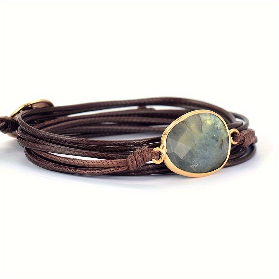 

Women Wrap Bracelet Boho Natural Labradorite Stone Wrap Bracelets Jewelry Collection