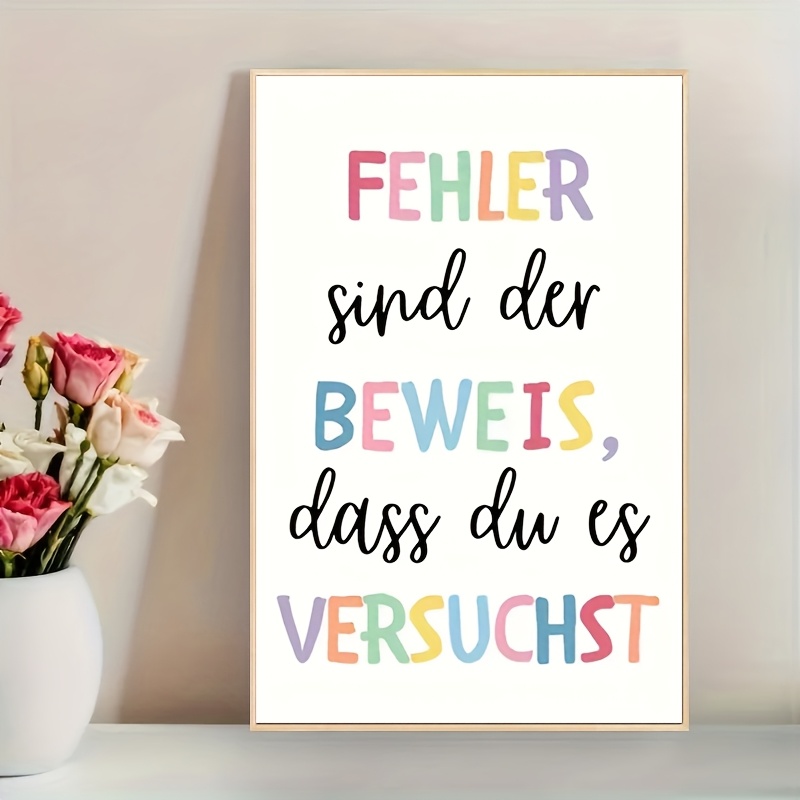 TEMU 2D-flache, rahmenlose Leinwandkunst, ., „Vintage-Leinwanddruck-Poster – ‚Fehler sind der , dass du es versuchst‘ , farbenfrohe lehrreiche