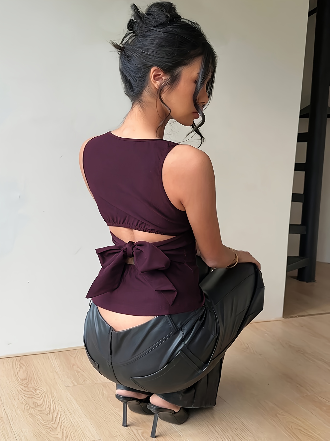 Stylish Summer Fashion Hollow Back Strapless Solid Color Sexy Women's Tank Top