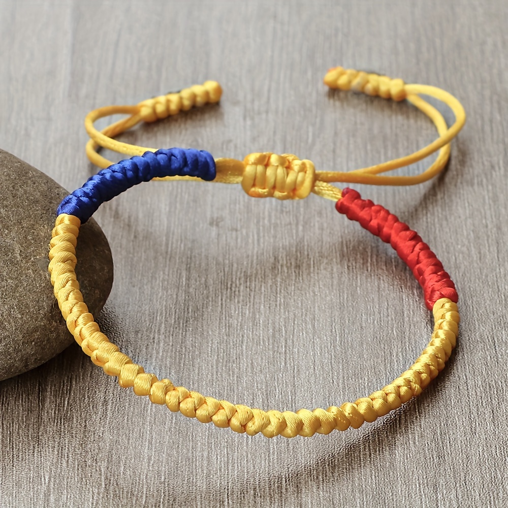 Adjustable National Flag Woven Rope Bracelet for Women