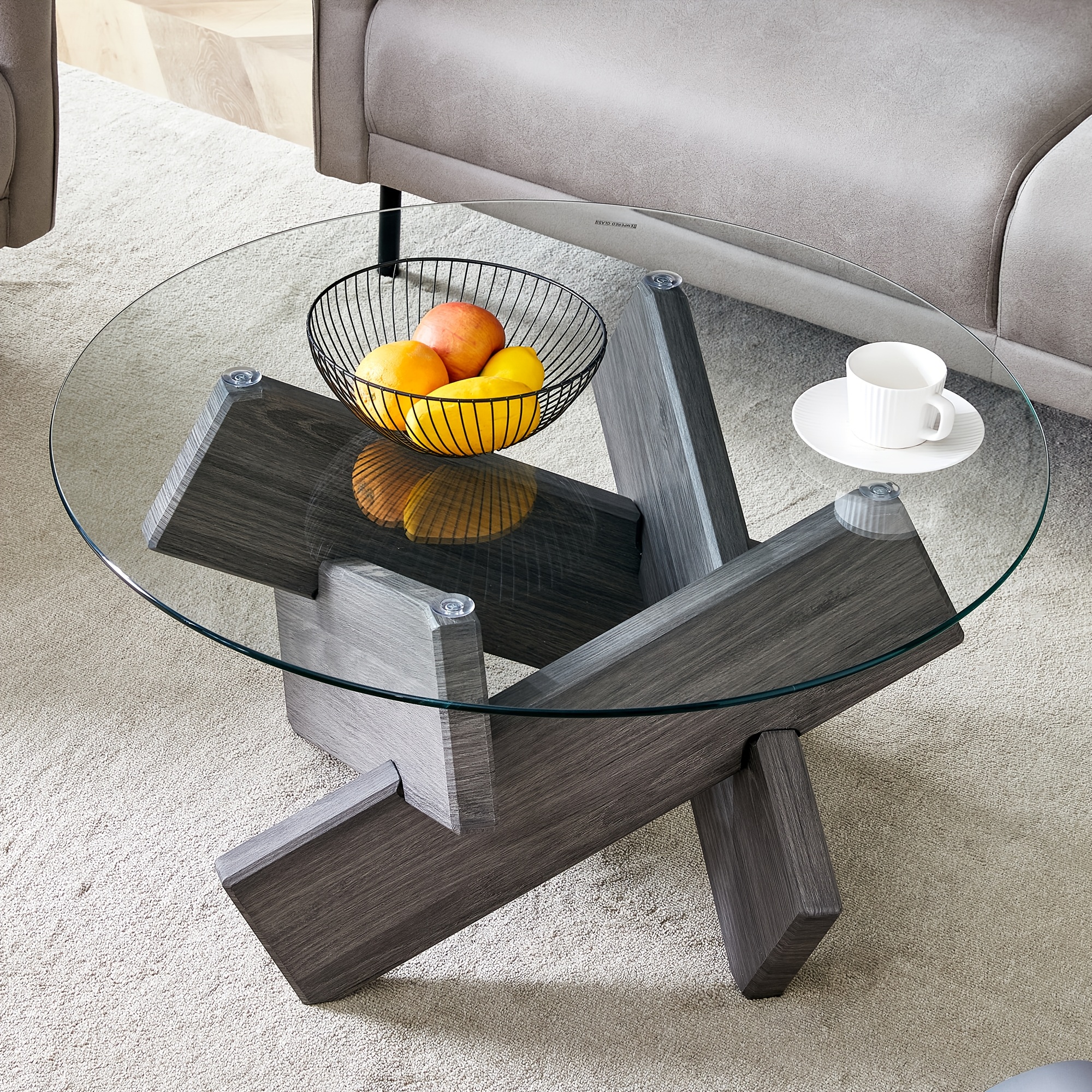 Modern Round Glass Coffee Table 33.4