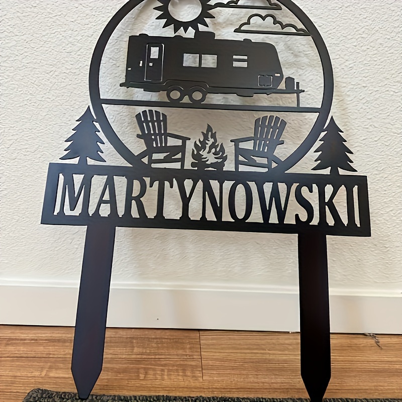 

1pc Unique Custom Camping Flag Sign - Personalized Name, , Weatherproof With High-temperature Baked Paint, , Rv Decor, Yard Display, Family Name Marker, And Anniversary Gift