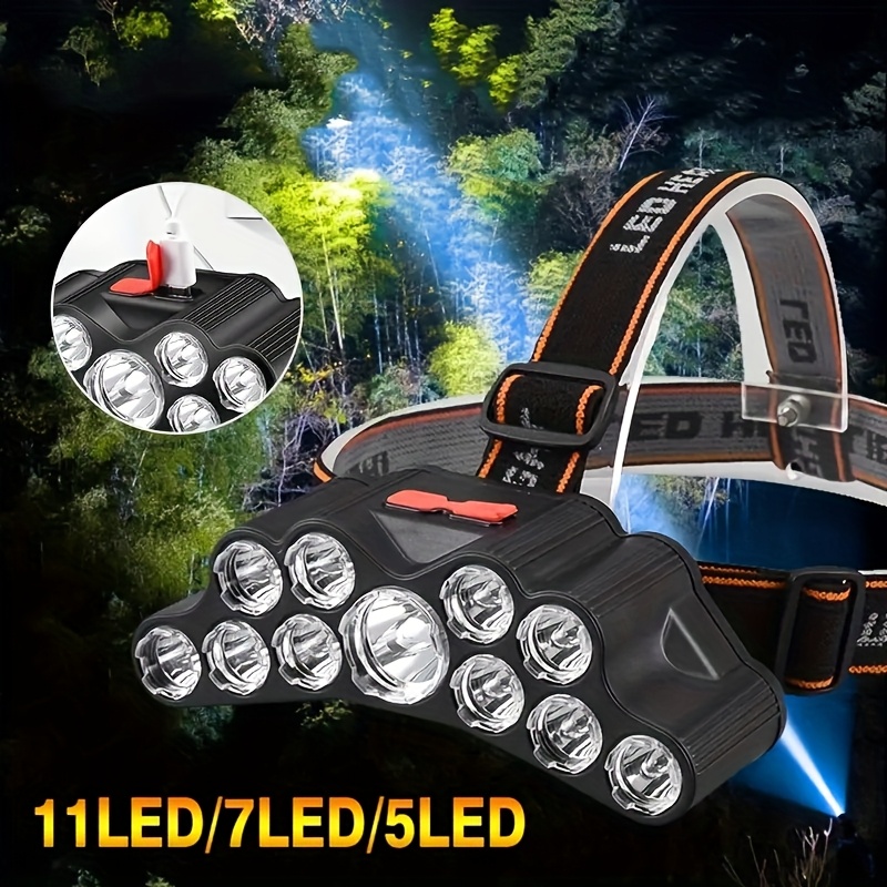 

11led Usb Rechargeable Headlamp - Waterproof, Portable Flashlight For Camping, Hiking, Fishing & Emergency Lighting