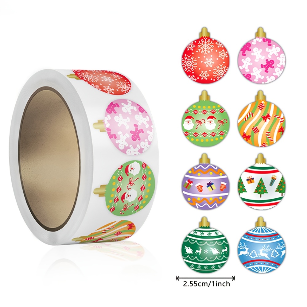 TEMU 500pcs Pack 1 Inch Round Christmas Stickers Suitable For Gift Wrapping, Baking Labels, Cards & Envelopes - Multicolor Paper Sheets With Festive