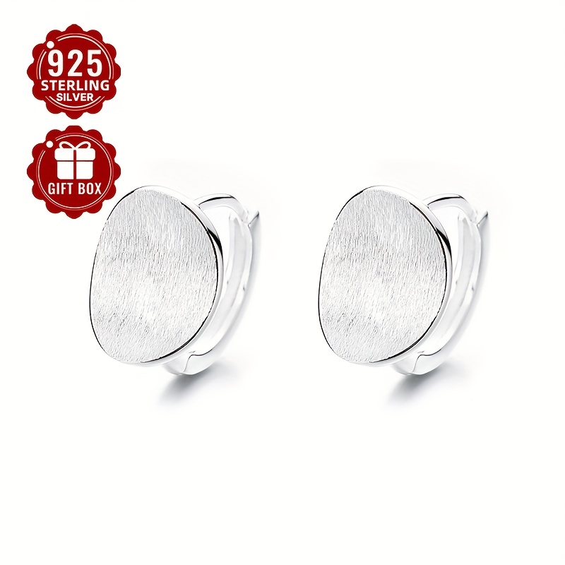 

2pcs925 Pure Silvery Low Sensitivity Irregular Oval Pull Craft Earring For Women's Fashion Commuting Versatile Light Earrings . 3.4g