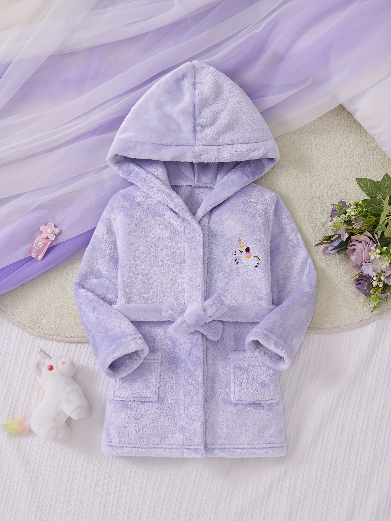 girls' cozy purple unicorn embroidered plush Temu Romania