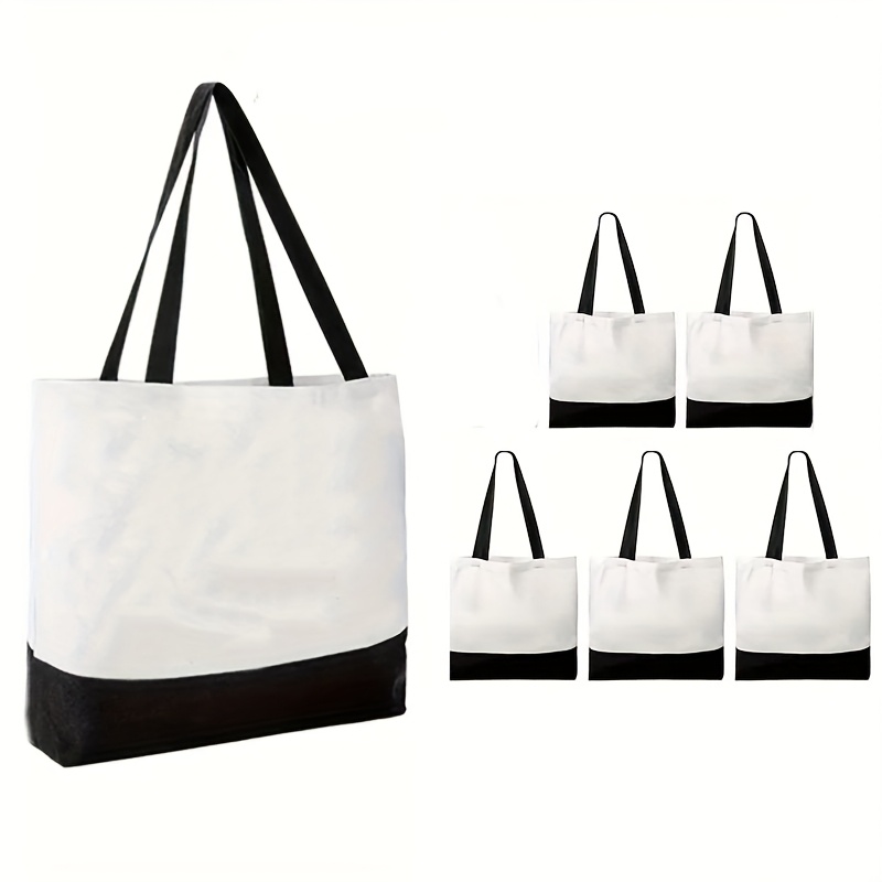 3/6/10/20pcs And Fashionable Black And Stitching Blank Shopping Women's Handheld Single Suitable For Commuting, Beach, And Class