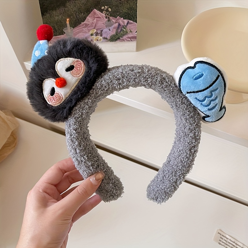 TEMU 1pc Plush Cartoon Animal Headband, Soft And Comfortable, For Daily Ponytails, Hair Fixing, Themed Parties And More