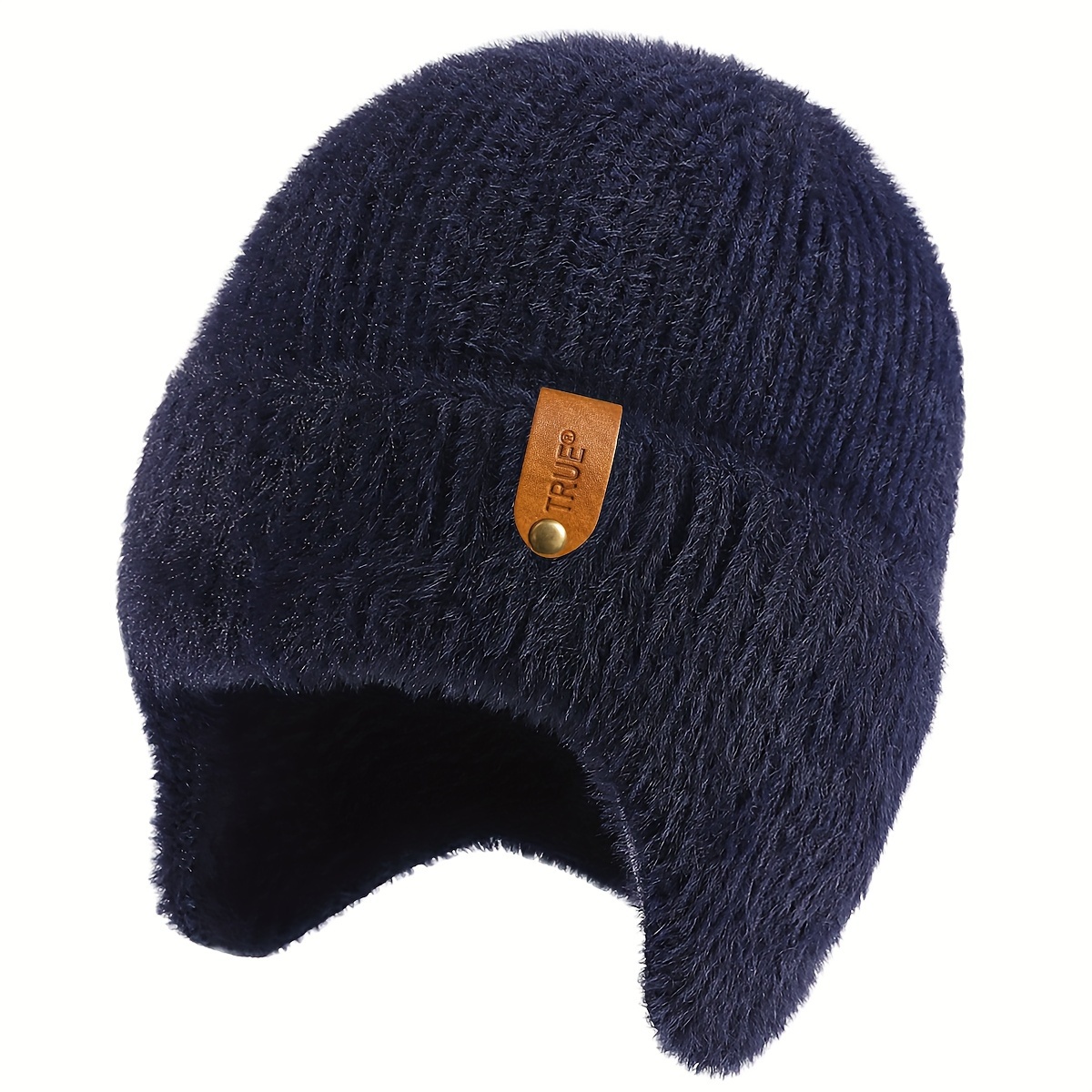 TRUE Unisex Soft Warm Knit Skull Cap Beanie 100% Acrylic, Plush  Fleece-Lined Winter Hat for Skiing Outdoor Activities, Elastic Ear Flaps,  Simple