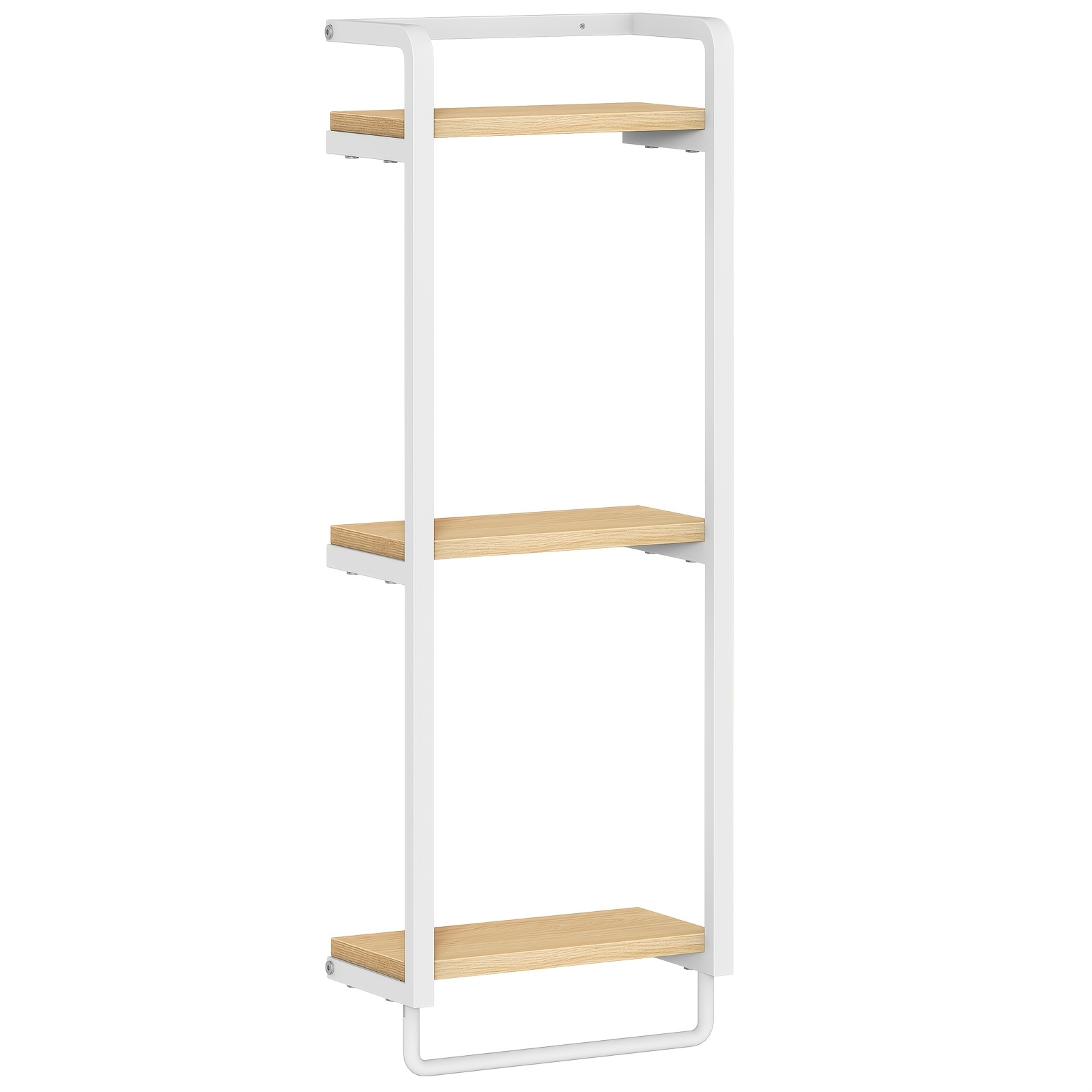 TEMU Three-tier Wall-mounted Shelf With Extra Hanging Rods, - Storage Organizer Suitable For The Bathroom, Perfect For Storing Towels, Toilet Paper,