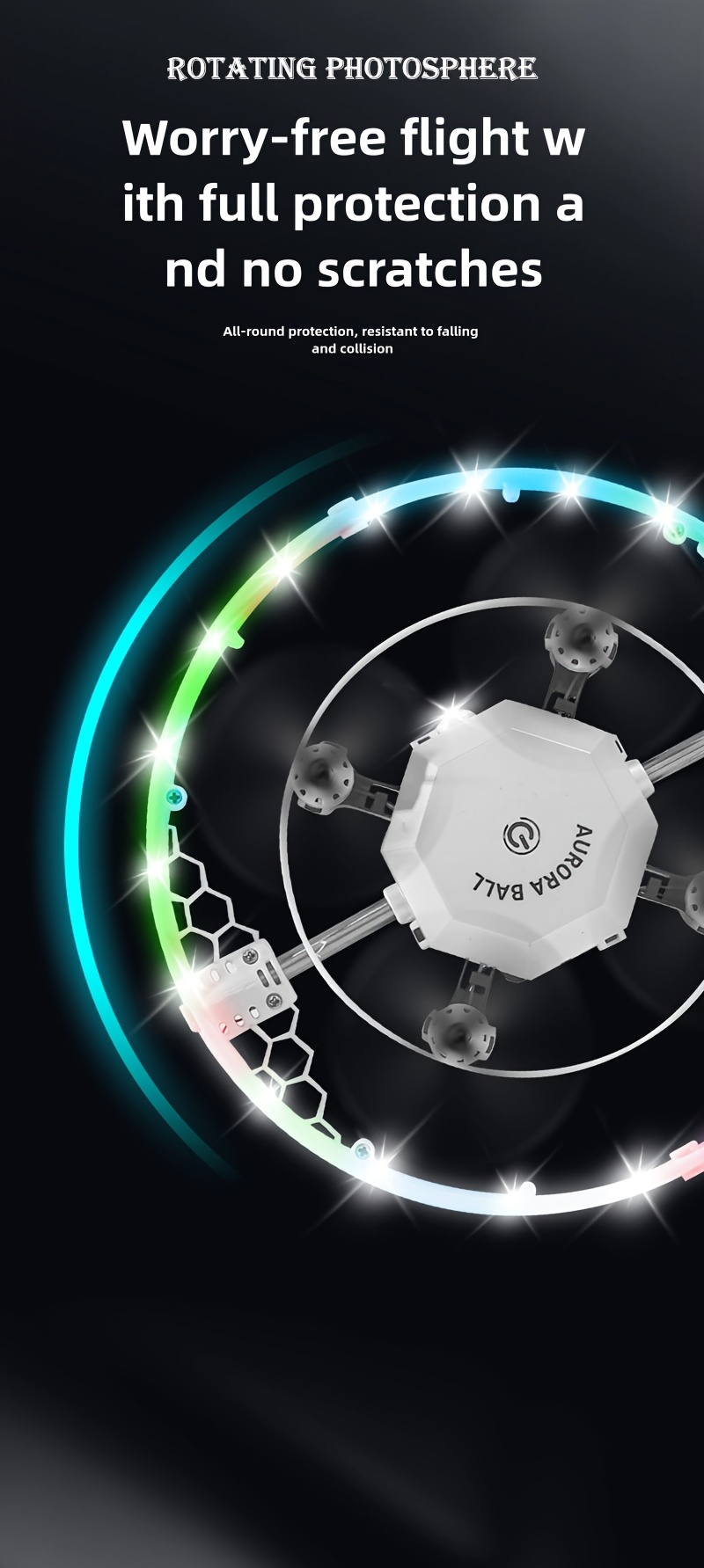 2.4G RC Mini Drone, Includes 2 Batteries, 360° Aurora Sphere Stunt Flips, Dazzling LED Lights, Auto-hover Altitude Hold, Headless Mode, One-key Takeoff/landing. Perfect Beginner-friendly Toy Or Gift.