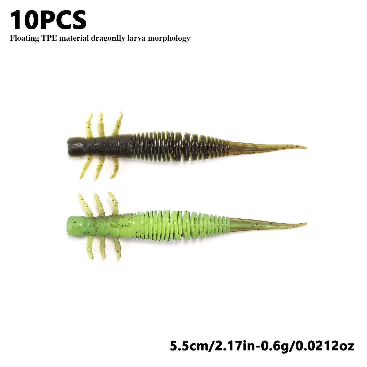 TEMU 8/10 Stück zweifarbige simulierter Libellenlarven, 0,6/1,8 Gramm, 6 verschiedene Farben passen sich an verschiedene Gewässerbedingungen an,