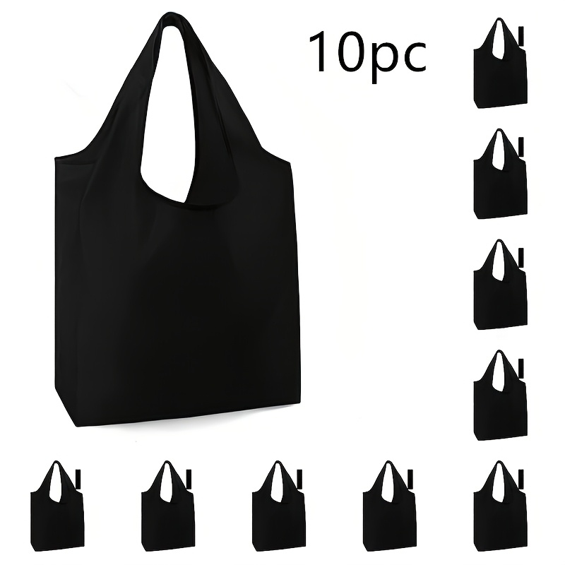 TEMU 10pcs Vibrant Foldable Shopping Bags - Durable, Reusable & Washable Polyester With Sturdy Handles - Perfect For Daily Use, Travel & Office