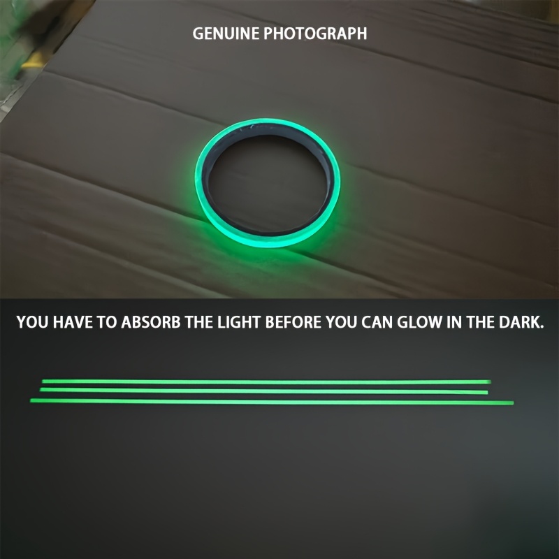 Ruban Phosphorescent - 3m*1cm Auto-Adhésif, Imperméable & Résistant aux UV, pour Escaliers, Murs, Voitures Extérieures & Décorations de Fête, Options Multicolores (1 Rouleau)