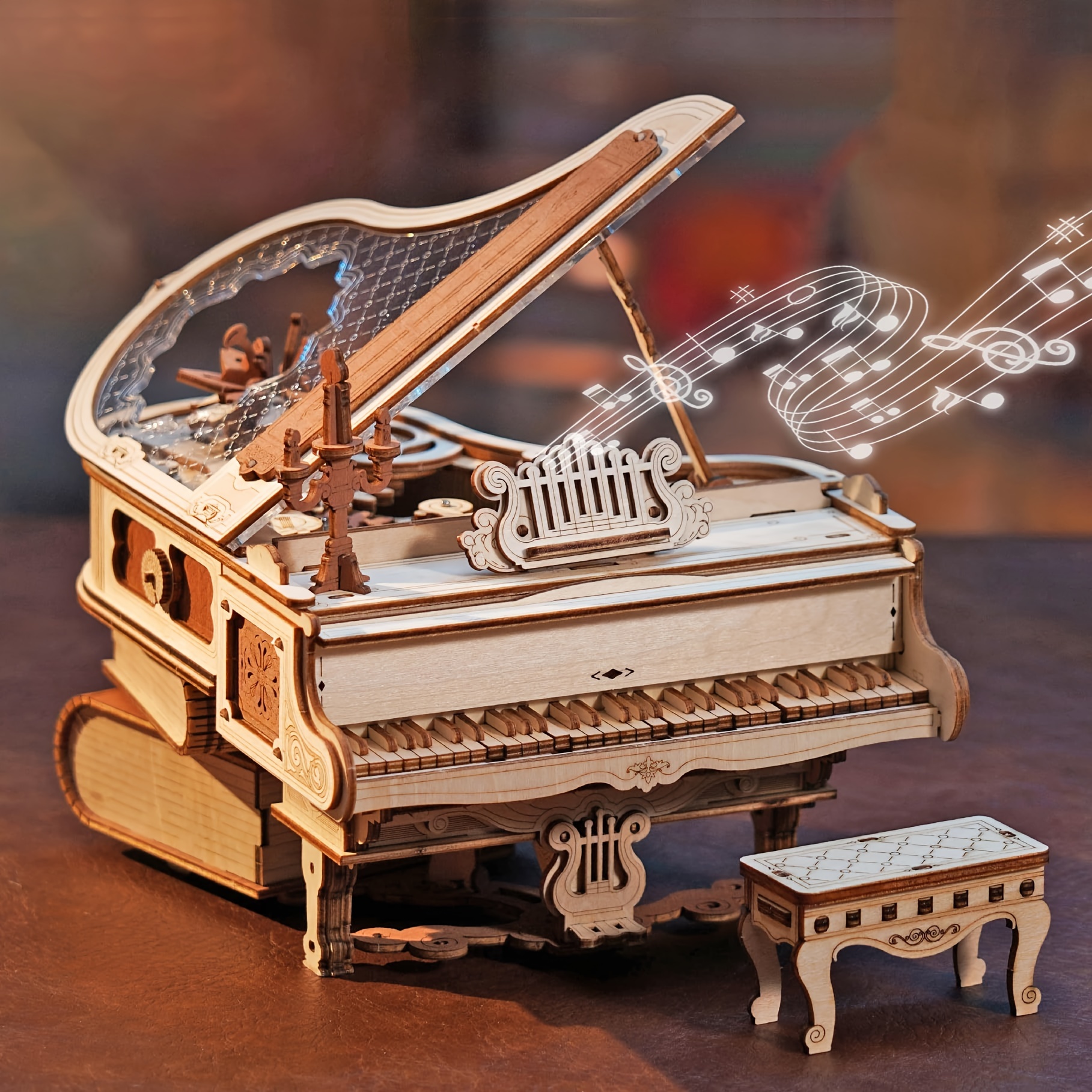 TEMU ROKR Magico 3D - Scatola e - Puzzle in Legno Costruibile con Interbloccati, Tastiera in Legno, Fai da Te per e Adolescenti 14+, Regalo Unico per