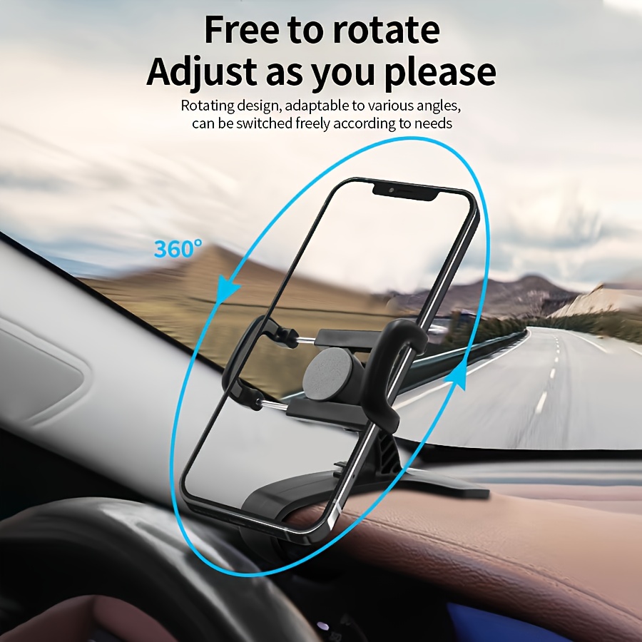TEMU Universal Car Phone Holder With 360&deg; Double Rotation, Made Of Abs For Stable Dashboard Mount, Designed To Prevent Shaking During Navigation, And .