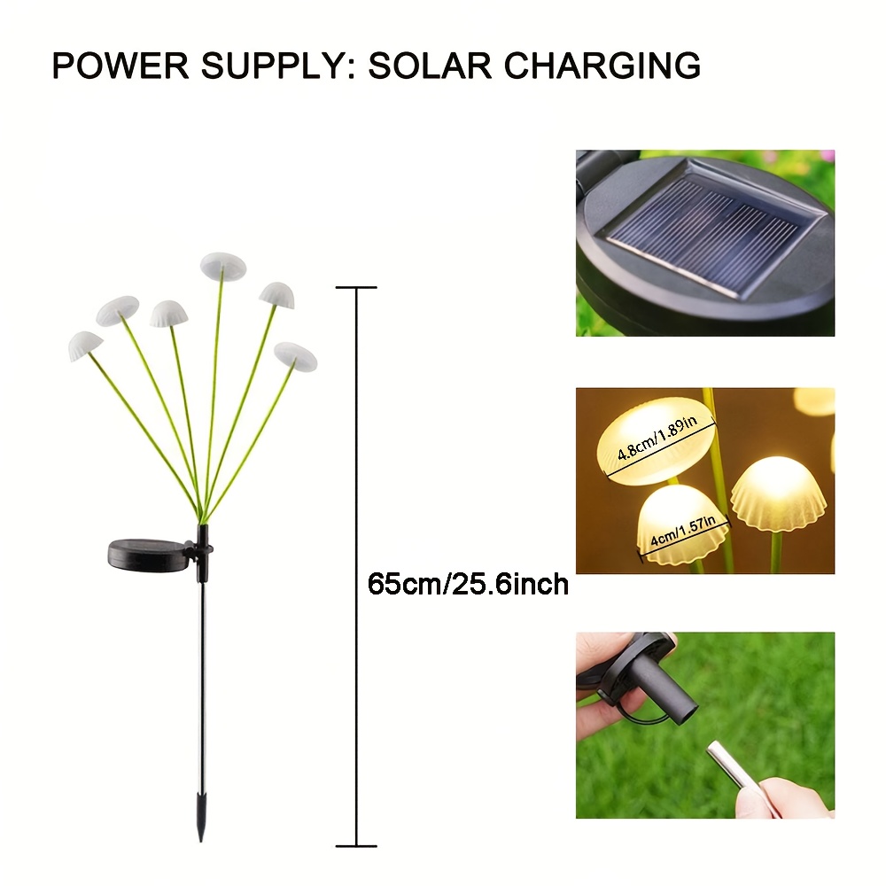 Luces Solares de Medusa y Hongo, 6/8/10 LED, Iluminación de Paisaje de Alta Calidad para Exteriores, Luces de Césped con Enchufe para Exteriores, para Jardín, Pasillos, Pasajes, Patios Traseros, Césped, Decoraciones de Ambiente para Halloween y Fiestas, El Mejor Regalo para Navidad y Bodas