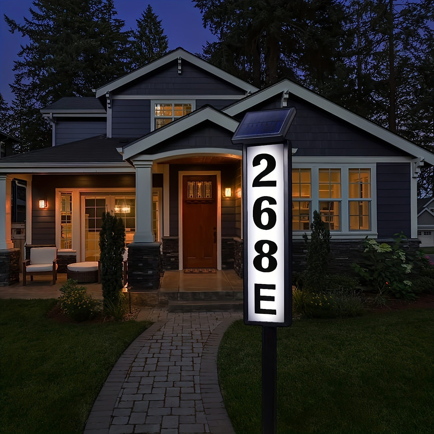 TEMU 1pc Maison à solaire extérieure grande taille et éclairage LED domestique, panneau numérique d'adresse, lumières de décoratives, utilisées pour