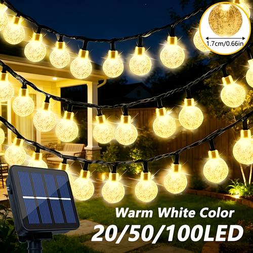 100 led solar outdoor bubble ball lights 100 50 20 led hanging string lights holiday decorative lights suitable for garden wedding party courtyard porch fence trees summer christmas valentines day decoration with 8 ip54