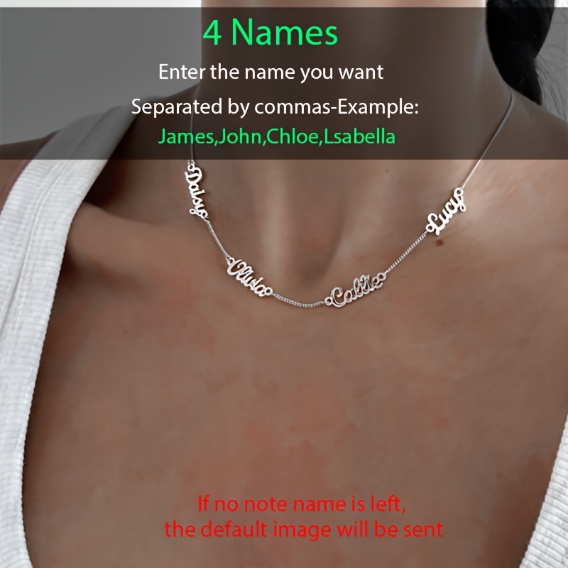 TEMU Personalized Custom Multi-name Necklace - Customize 2-4 Names, Elegant And , Versatile Style. Made Of 18k Gold Plated Stainless Steel. Perfect