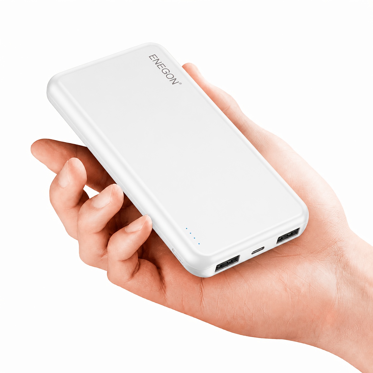 TEMU Batterie externe portable fine ENEGON 10000mAh, bloc-piles léger avec 3 ports de sortie USB, chargeur externe 5V/2.1A pour iPhone 16/15/14/13,